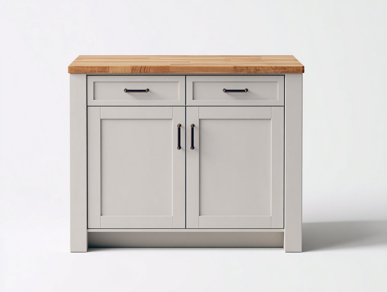 Buffet - Bois-Métal - 94 x 42 x 88 cm - Gris clair-Bois naturel - Style campagne moderne