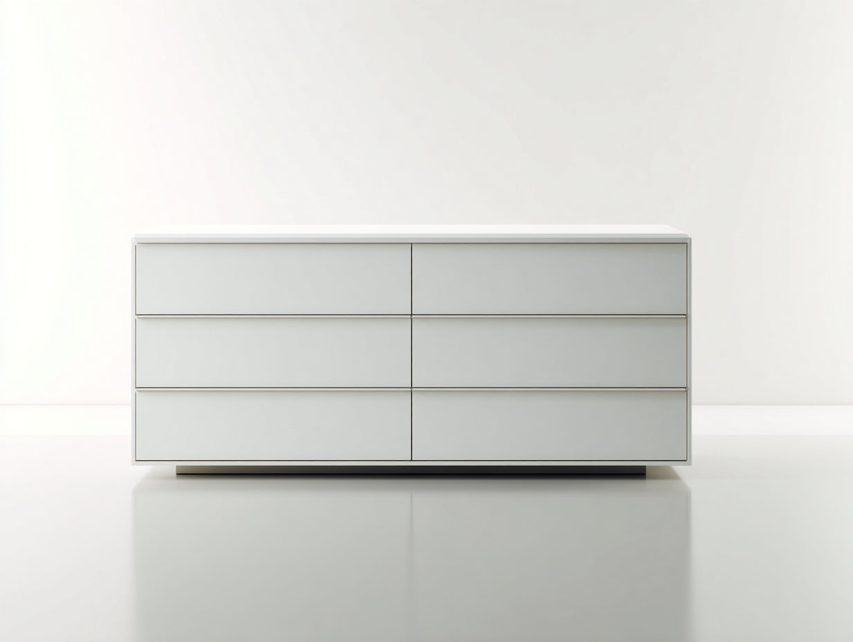 Commode - Panneaux de bois - 160 x 45 x 75 cm - Blanc - Style moderne minimaliste sans poignées