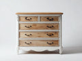 Commode - Bois - 120 x 45 x 95 cm - Blanc Marron - Style classique avec poignées décoratives