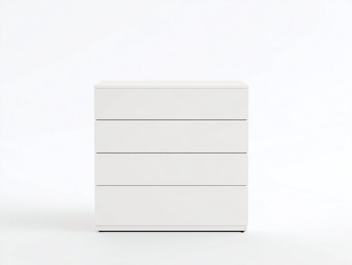 Commode - Panneaux de bois - 105 x 42 x 85 cm - Blanc - Style moderne minimaliste sans poignées