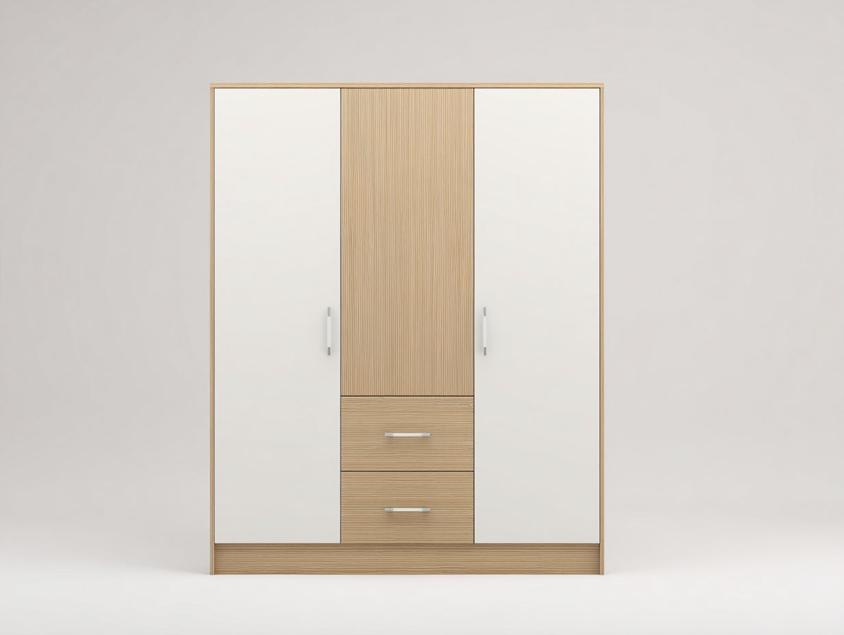 Armoire - Bois - 170 x 60 x 200 cm - Blanc Bois clair - Style moderne naturel