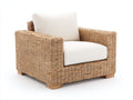 Fauteuil de jardin - Rotin-Tissu-Bois - 86x82x80 cm - Naturel clair-Ivoire - Style moderne