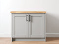 Buffet - Bois-Métal - 98 x 42 x 86 cm - Gris clair-Bois clair - Style contemporain
