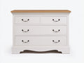 Commode - Bois - 130 x 45 x 90 cm - Blanc - Style classique avec poignées décoratives