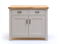 Buffet - Bois-Métal - 98 x 44 x 90 cm - Gris clair-Bois naturel - Style campagne