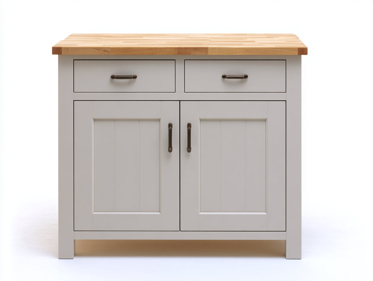 Buffet - Bois-Métal - 98 x 44 x 90 cm - Gris clair-Bois naturel - Style campagne