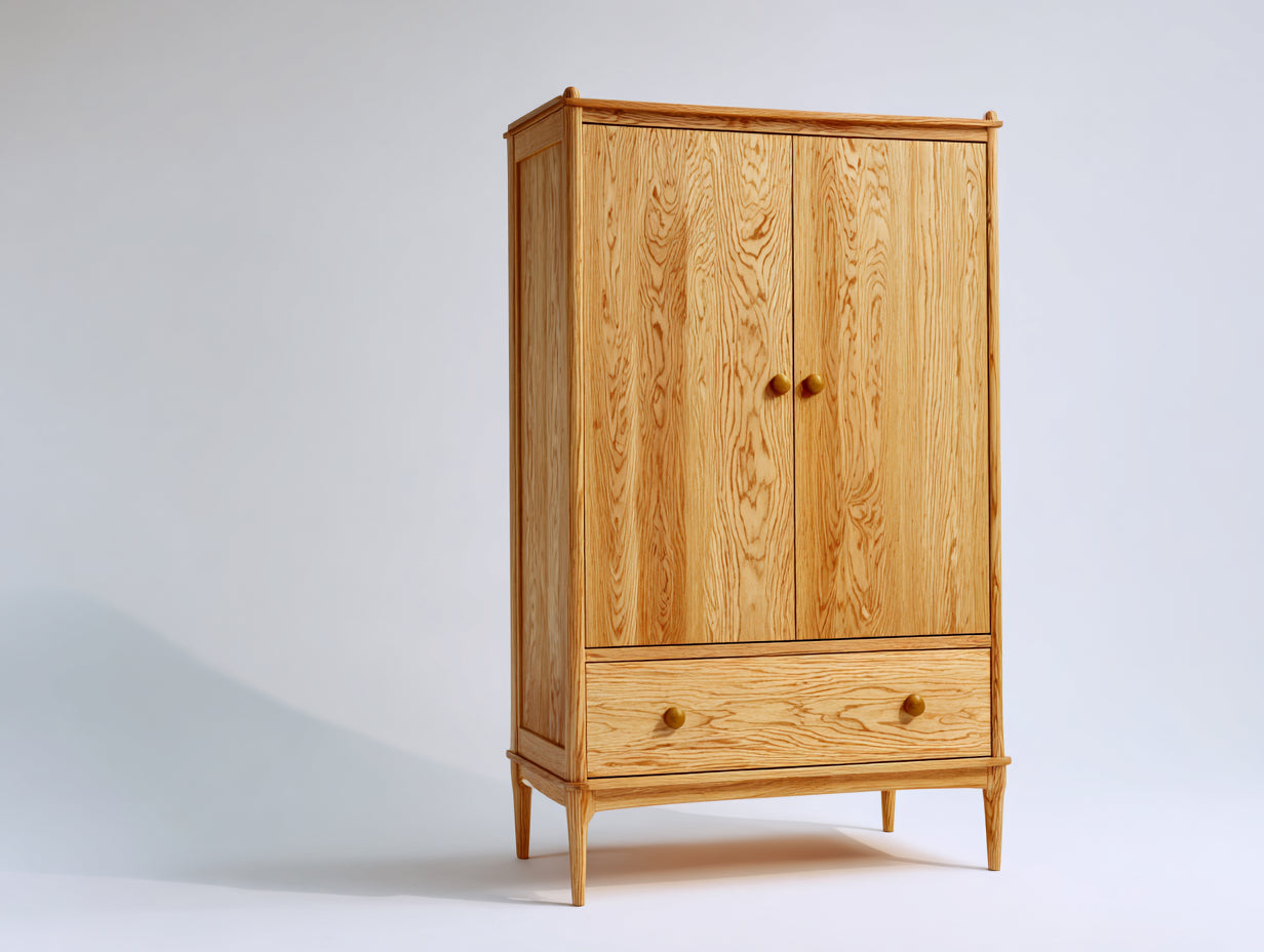 Armoire - Bois - 120 x 55 x 185 cm - Bois naturel - Style classique naturel