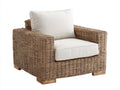 Fauteuil de jardin - Rotin-Tissu-Bois - 88x85x81 cm - Taupe naturel-Blanc cassé - Style contemporain