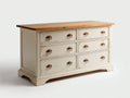 Commode - Bois - 150 x 45 x 90 cm - Blanc-Marron - Style classique avec poignées décoratives