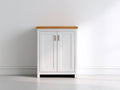 Buffet - Bois - 76 x 37 x 96 cm - Blanc-Bois naturel - Style campagne moderne