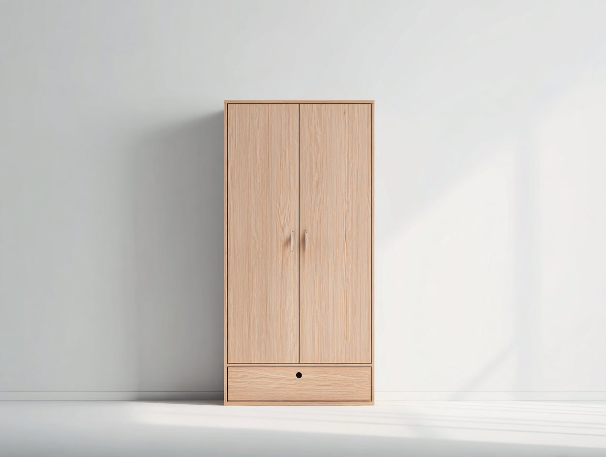 Armoire - Bois - 90 x 50 x 180 cm - Chêne clair - Style moderne minimaliste