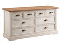 Commode - Bois - 160 x 45 x 90 cm - Blanc-Marron - Style classique avec poignées décoratives
