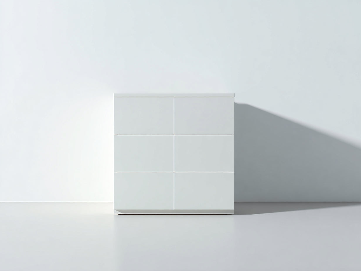 Commode - Panneaux de bois - 80 x 40 x 80 cm - Blanc - Style moderne minimaliste sans poignées