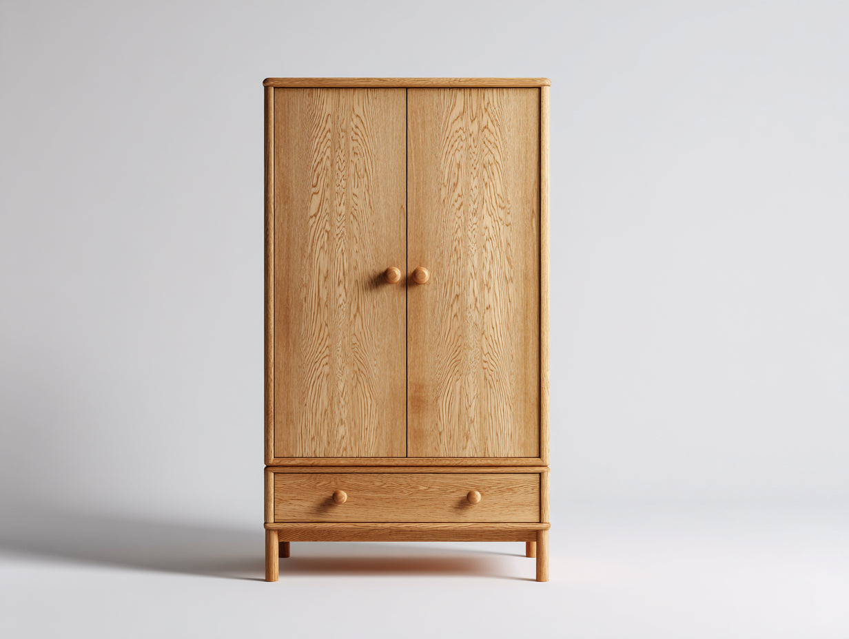 Armoire - Bois - 120 x 55 x 185 cm - Chêne naturel - Style classique naturel