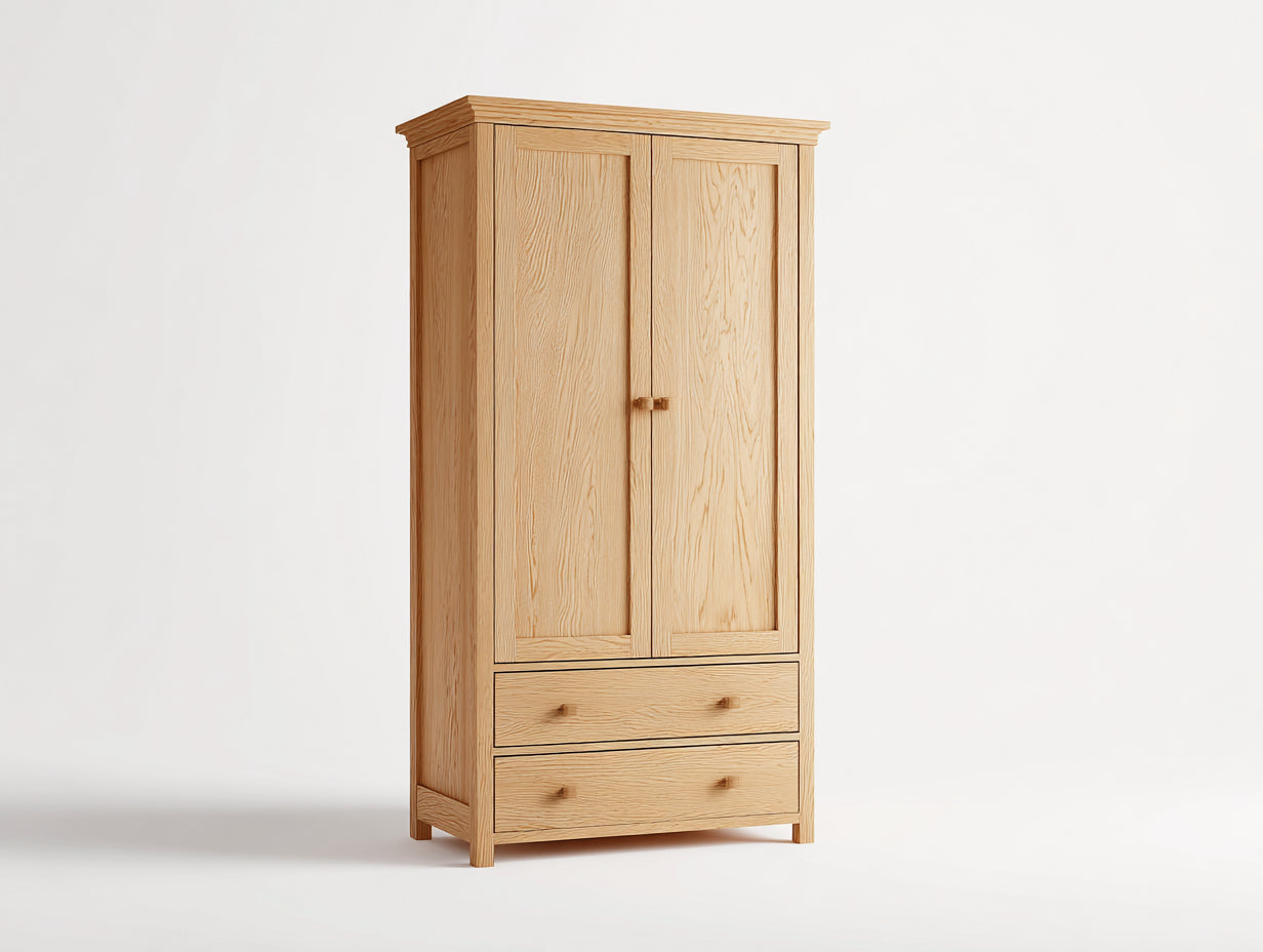 Armoire - Bois - 120 x 55 x 185 cm - Chêne clair - Style classique naturel