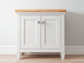 Buffet - Bois-Métal - 89 x 40 x 84 cm - Blanc-Bois clair - Style maison de campagne