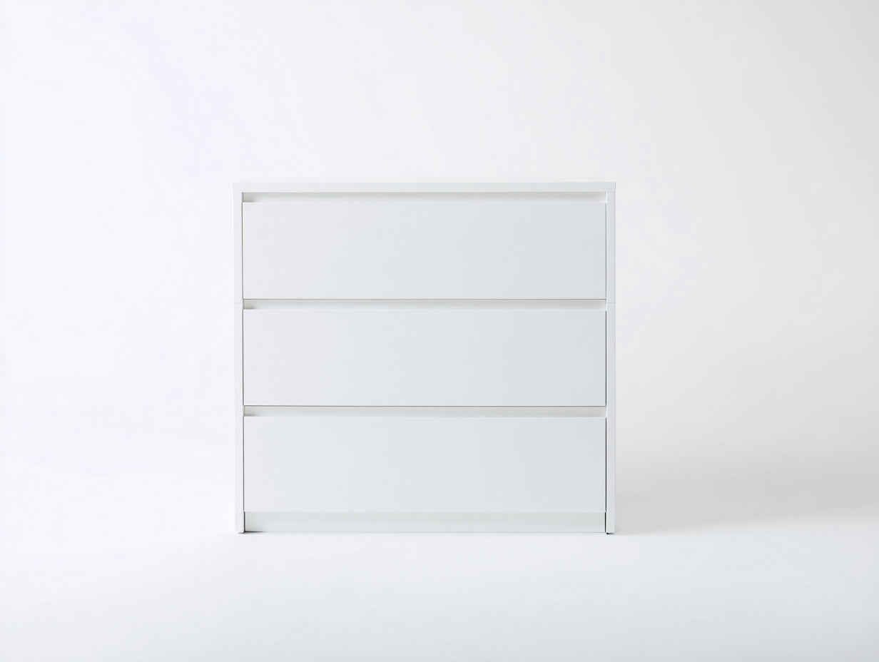 Commode - Panneaux de bois - 100 x 40 x 85 cm - Blanc - Style moderne minimaliste sans poignées