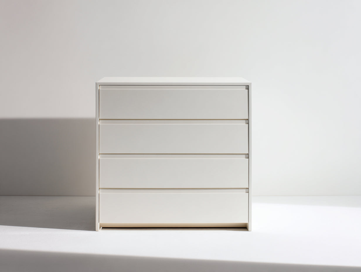 Commode - Panneaux de bois - 100 x 40 x 85 cm - Blanc - Style moderne minimaliste sans poignées