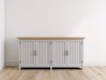 Buffet - Bois-Métal - 164 x 42 x 84 cm - Gris clair-Bois clair - Style campagne moderne