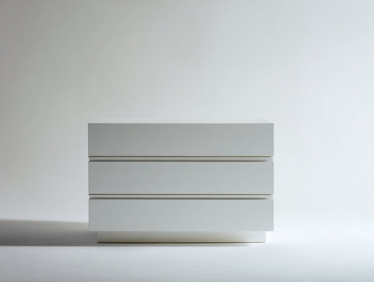 Commode - Panneaux de bois - 120 x 45 x 75 cm - Blanc - Style moderne minimaliste sans poignées